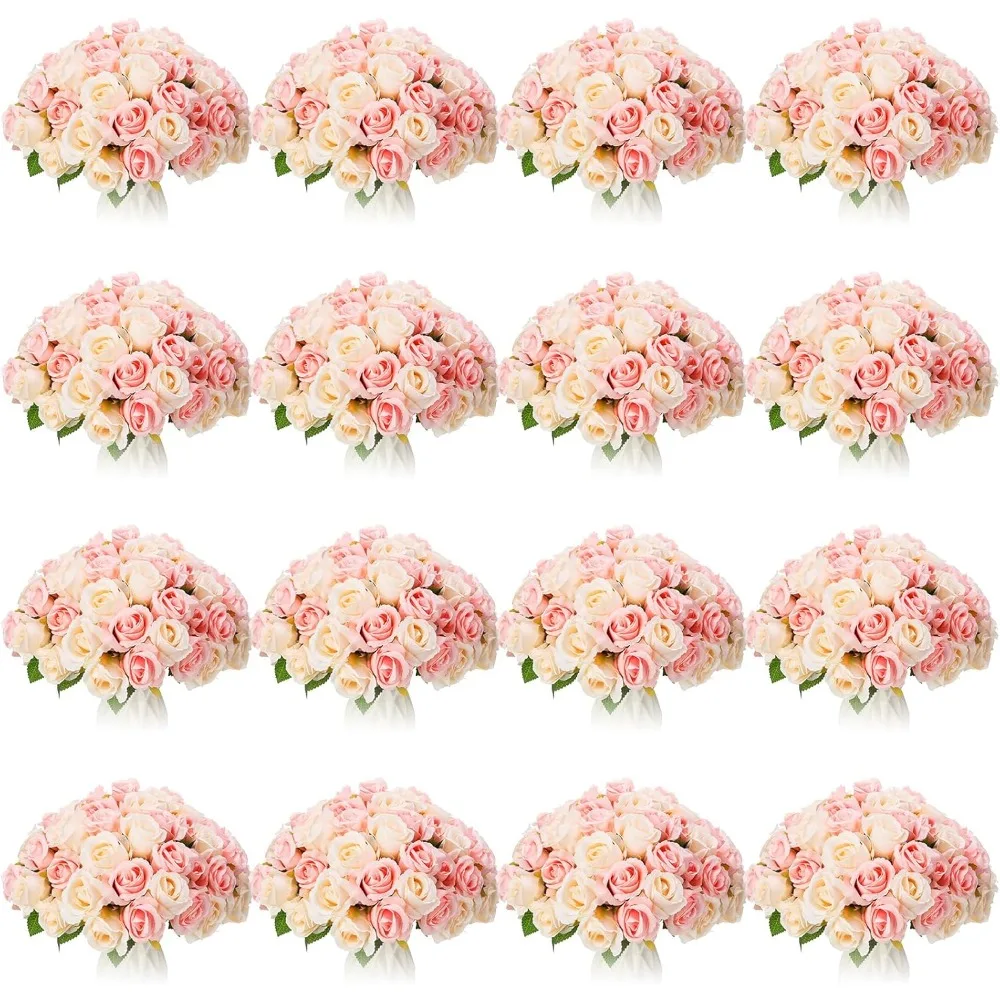 

240 Artificial Rose Bouquets, Rose Silk Realistic Flowers, Bulk Center Piece DIY Bridal Fake Roses, Wedding Party Decorations