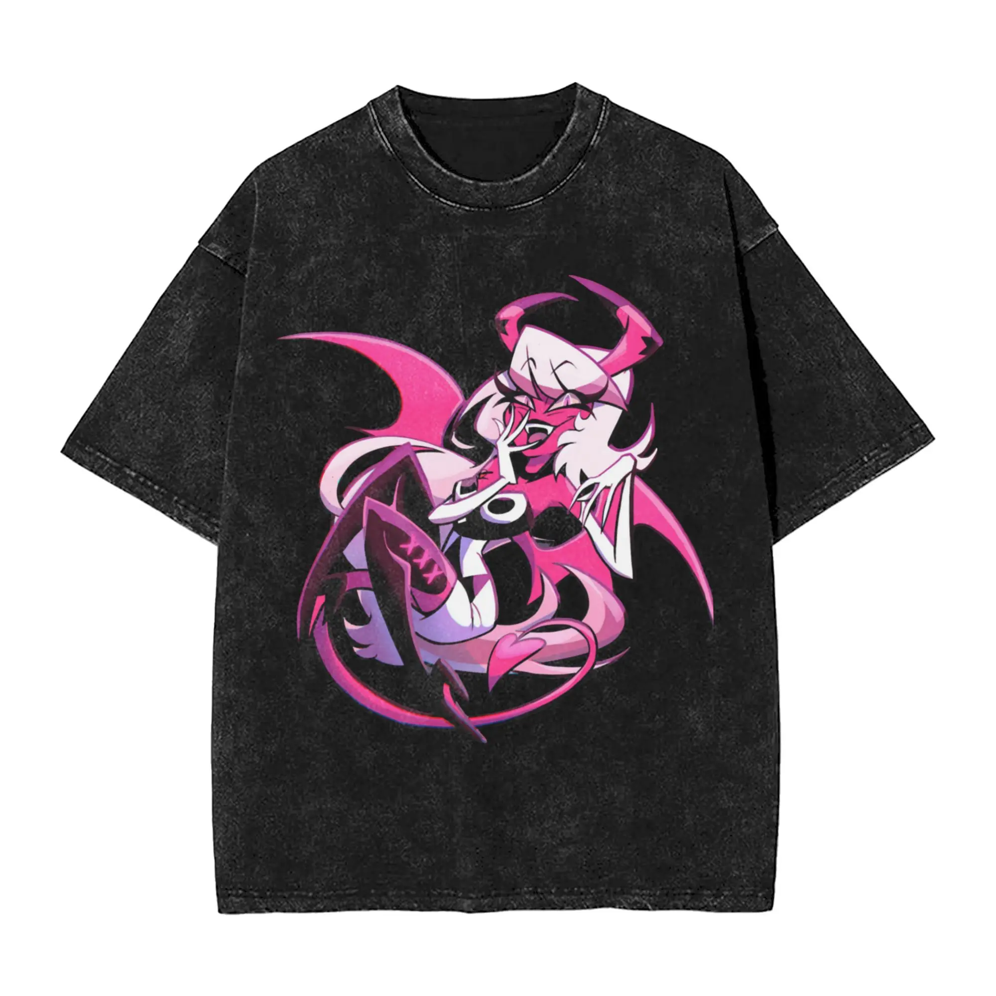 

Wants to Enjoy Verosika Funny Life Washed T Shirts Streetwear Hip Hop T-Shirt Helluva Anime Tees Men Women Cotton Street Summer