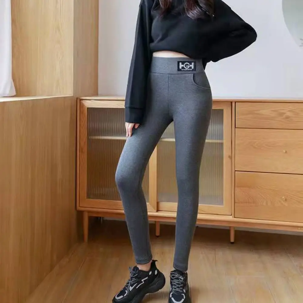 

Casual Solid Color Women Winter Tights Warm Pantyhose Winter Women Leggings Thicken Lambwool Hight Waist Leggings Butt Lift