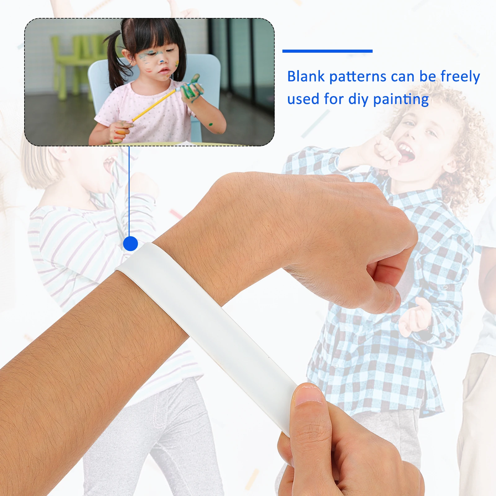 

12Pcs DIY Silicone Kids Slap Bracelets Comfortable Durable Wrist Jewelry Party Favors Decorative Kids Slap Bands Fun