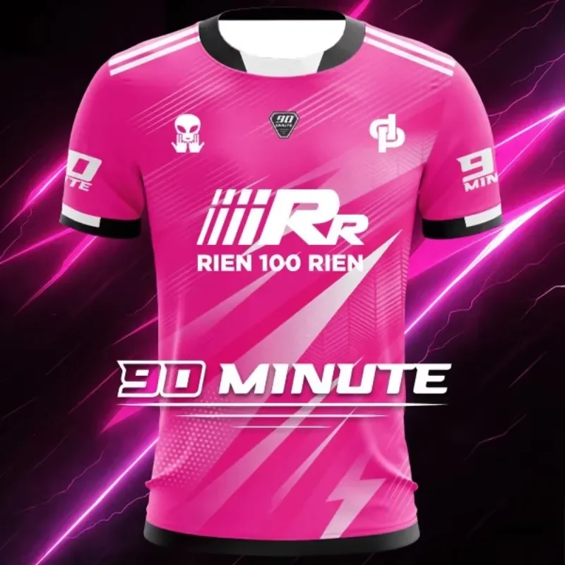 2026 New Jul X 90 Minute Rien 100 Rien Pink Rap Jersey Men Short Sleeve Athletic Tee MM10
