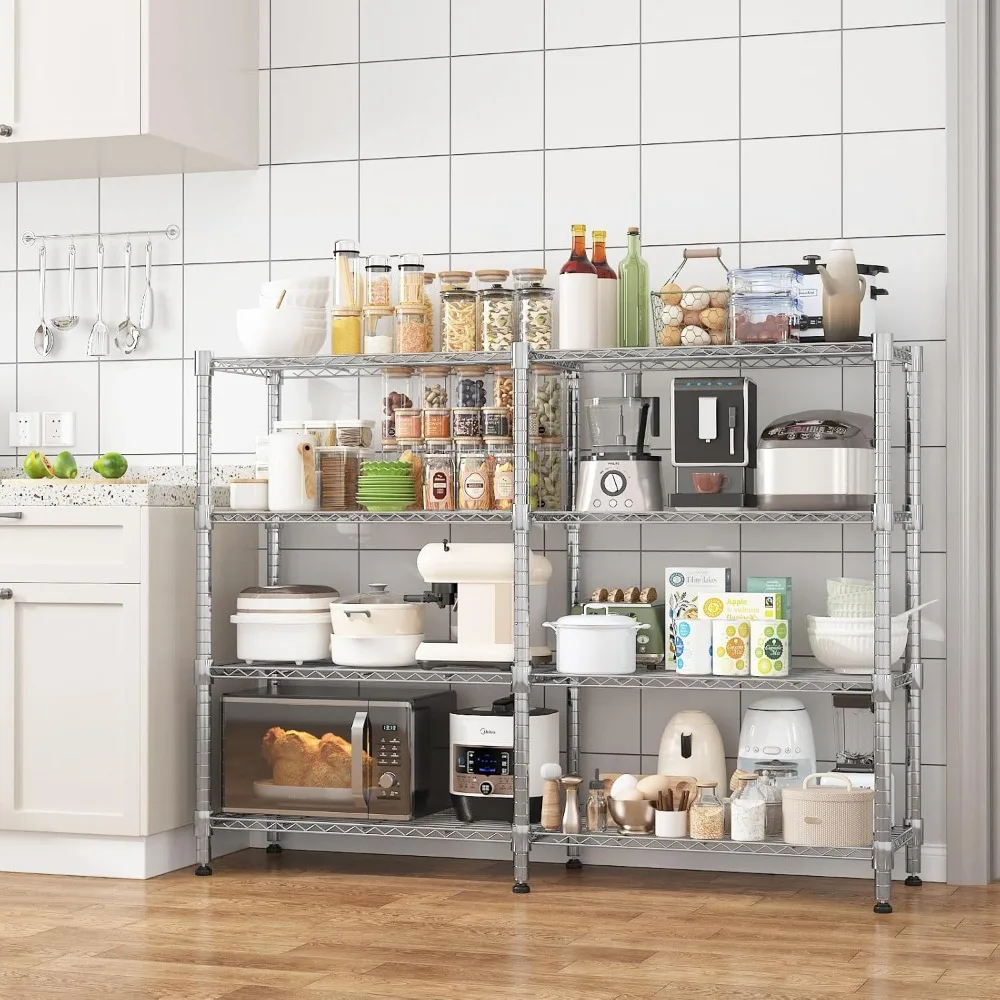 أرفف تخزين معدنية قابلة للتعديل من 4 طبقات شديدة التحمل للمرآب والمخزن وغرف المرافق