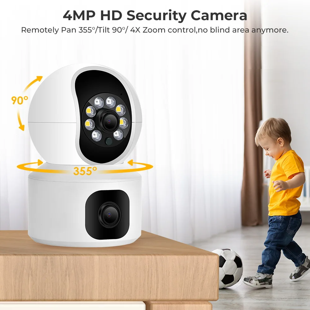 Caméra de surveillance sans fil PTZ HD WiFi, webcam, rotation à 360 °, téléphone portable, moniteur pour bébé à domicile, caméra IP