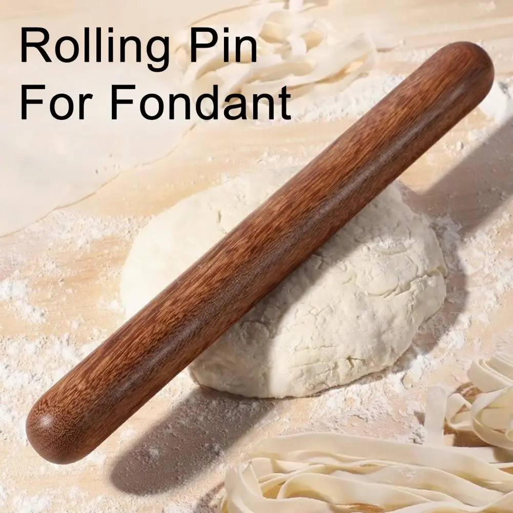 Wooden Rolling Pin Natural Solid Wood Multi-Purpose Dough Roller Anti-Stick Kitchen Tool for Fondant Pie Crust Cookies Bread Piz
