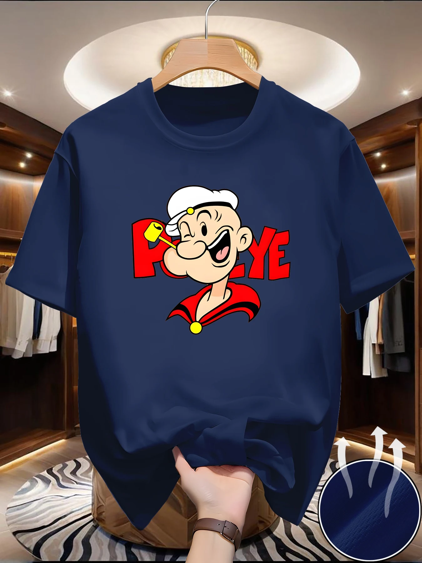 Ropa de secado rápido, moda Popeye, tops juveniles, camisetas, conjuntos de pareja súper populares, mangas cortas de talla grande