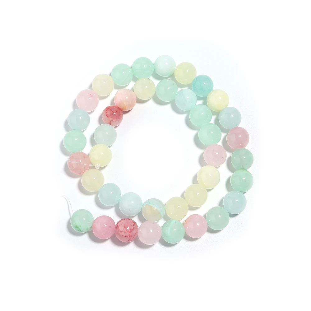 1 Strand Natural Colorful Jades Stone Beads for DIY Jewelry Making