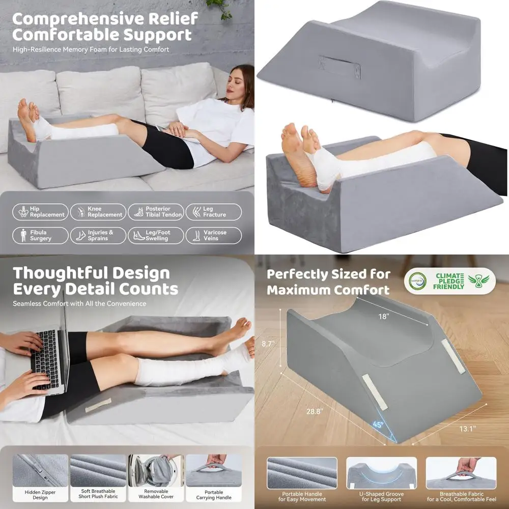 

Memory Foam Leg Elevation Pillows for Post-Surgery Comfort, Injury Recovery, and Improved Circulation