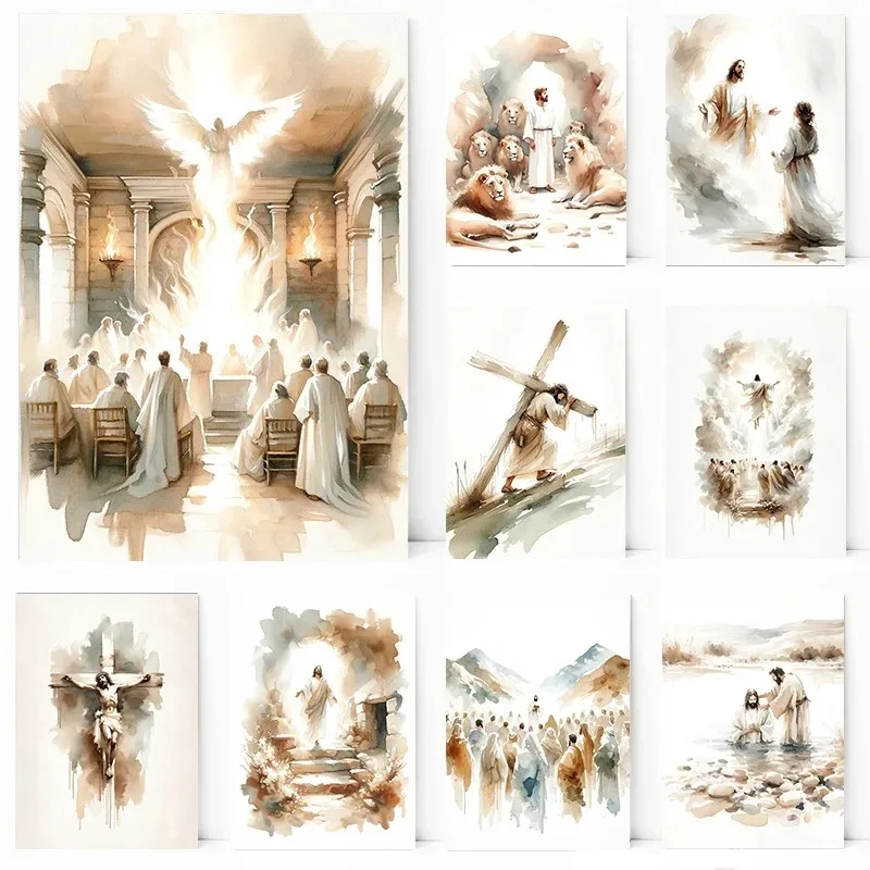 Christian Bible Verse Shepherd Faith Sketch Jesus Posters Printing Decor Canvas Painting Living Room Bedroom Wall Art Home De