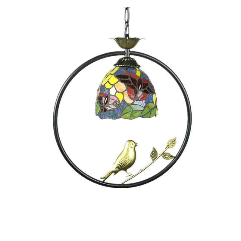 ALBERT Tiffany Pendant Lamp LED Creative Color Glass Hanging Light Bird Decor for Home Dining Room Bedroom Balcony