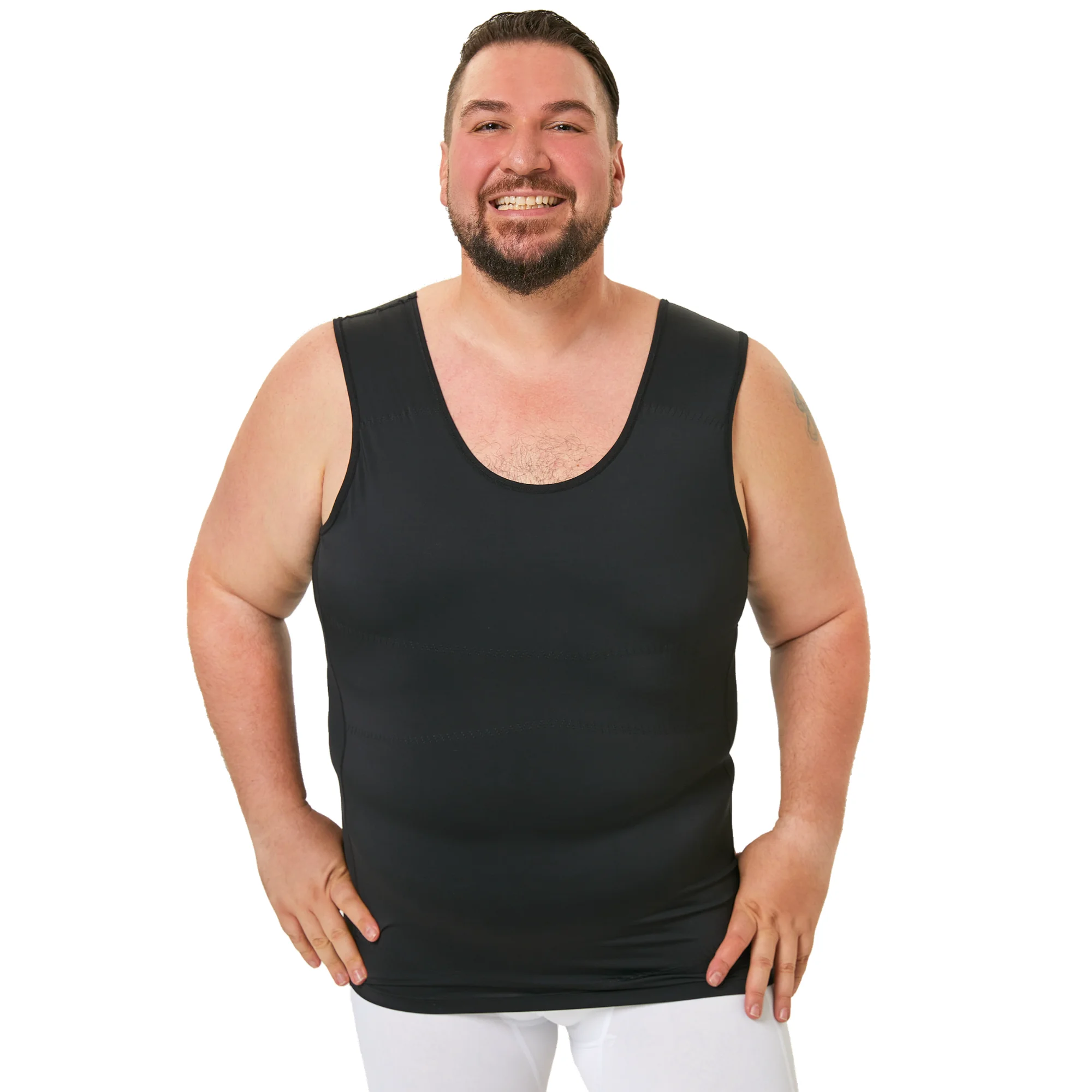 

Men's Double Layer Compression Vest Chest & Abdomen Shaping Body Shaper Sleeveless Cool Breathable Slim Fit Top for Gym Workout