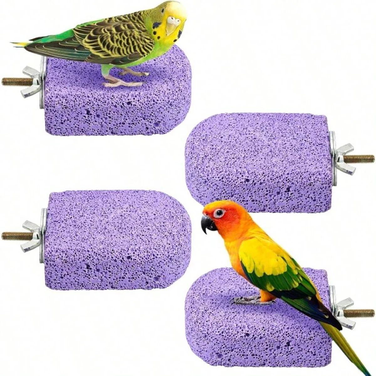 Parrot Beak-Grinding Chew Toy, Calcium-Rich Perches, Bird Standing Platforms, Cage Accessories, Suitable for Lovebirds, Cockatiels, Small Sunbirds, Parakeets, and Canaries