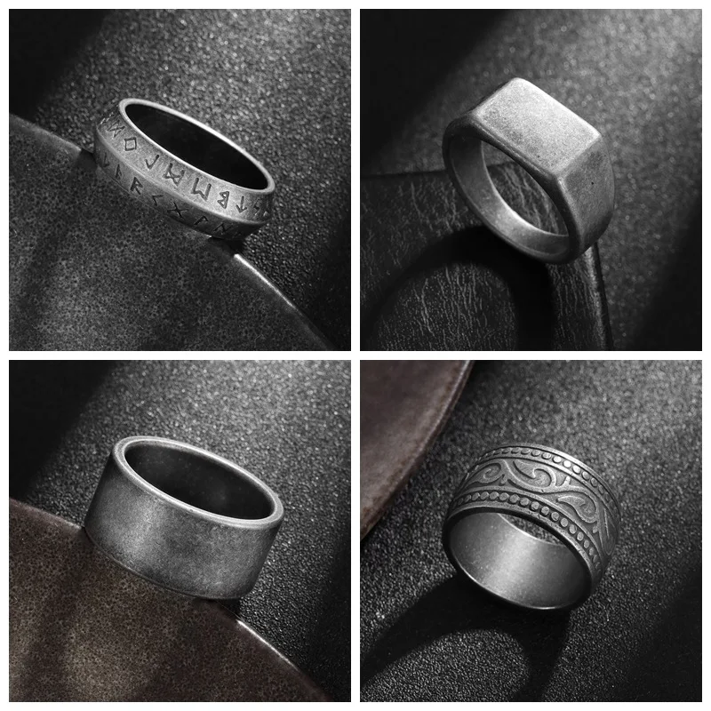 Wikinger-Runenring für Männer aus 316L Edelstahl Vintage-Schmuck – Detail 2
