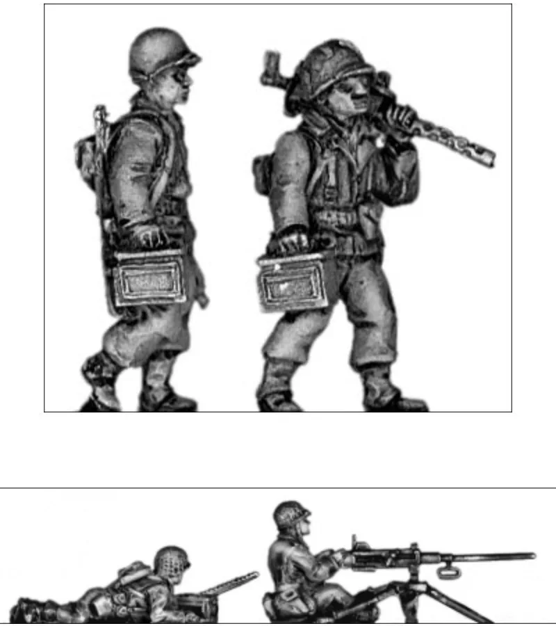 Maßstab 1:72, Druckguss-Harz-Figurenmodellbausatz, US-Infanterie-Maschinengewehr-Trupp, 4 Figuren, unbemalt