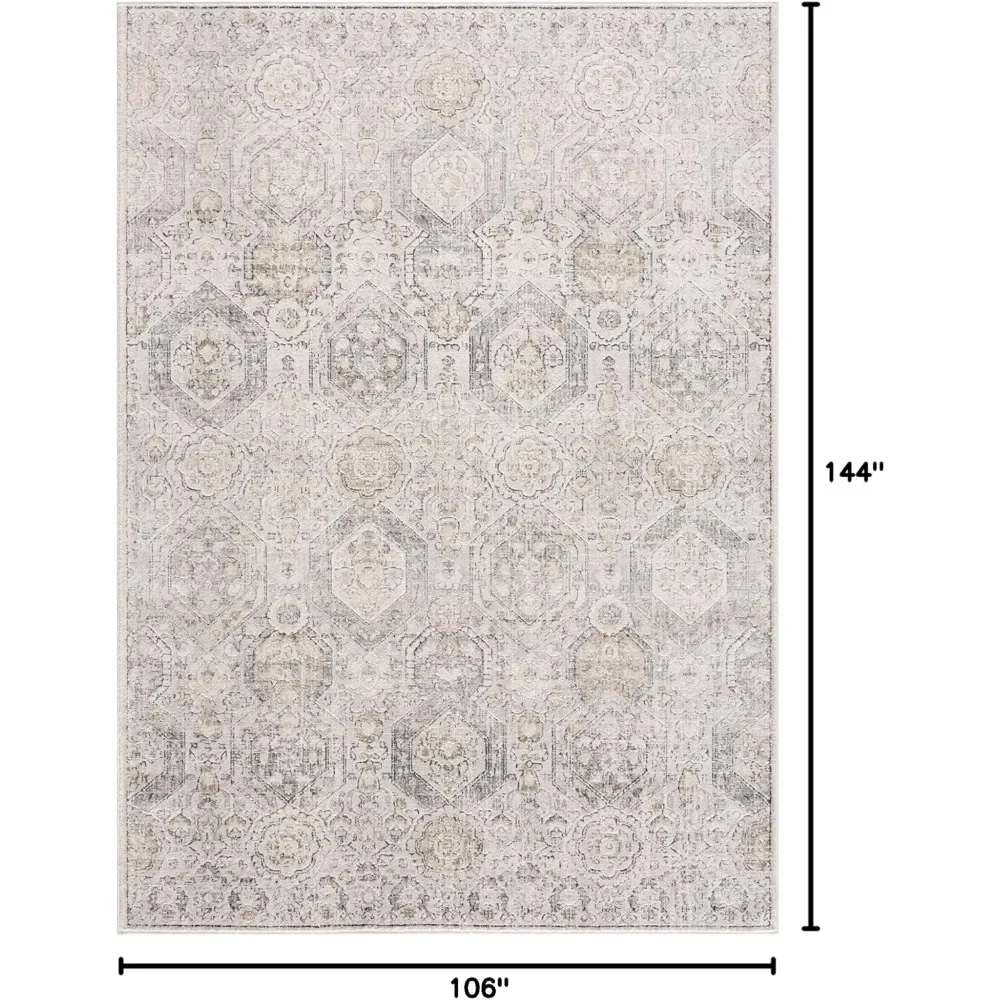 Area Rug - Farmhouse Traditional Floral Medallion Carpet for Living Room, Bedroom, Rug