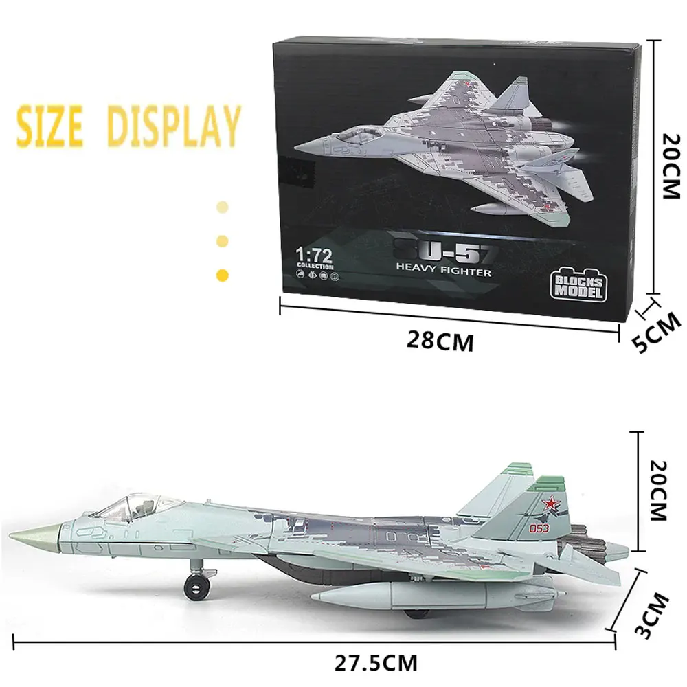 1/72 Scale Plane Su57 Stealth Fighter Model Military Aircraft ABS Plastic Model Assemble Diecast Airplanes Decoration Hobby Gift