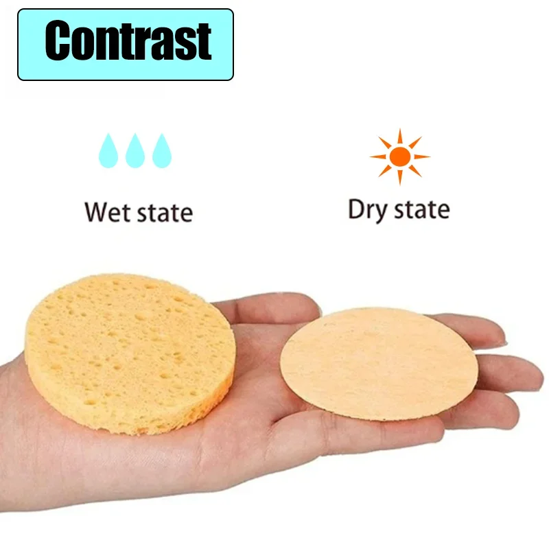 50PCS Round Wood Pulp Soft Cleansing and Exfoliating Facials Compressed Sponge Face Puff Suitable for Home Use or Travel