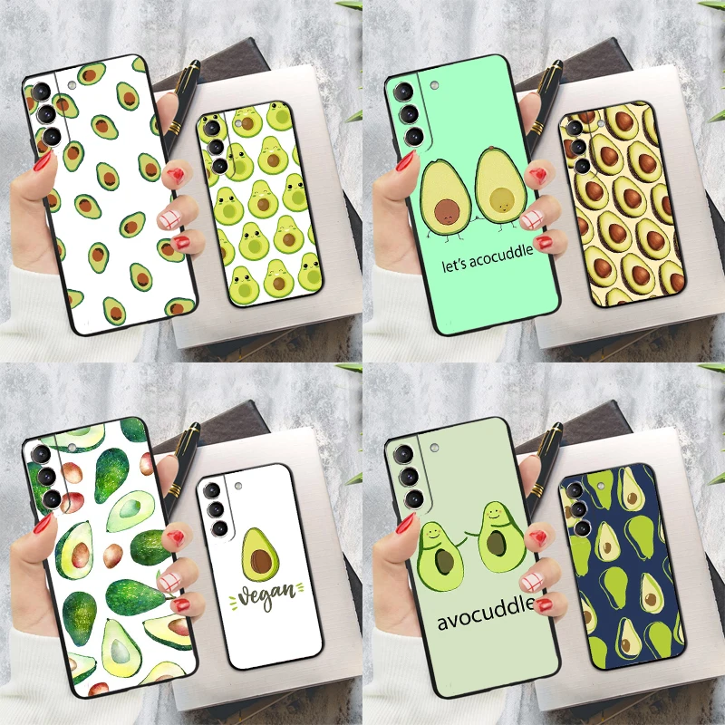 FUNNY AVOCADO Smile JOKE Phone Case For Samsung Galaxy S22 S23 S24 Ultra S20 S21 S24 FE S9 S10 Plus Note 10 20 Ultra