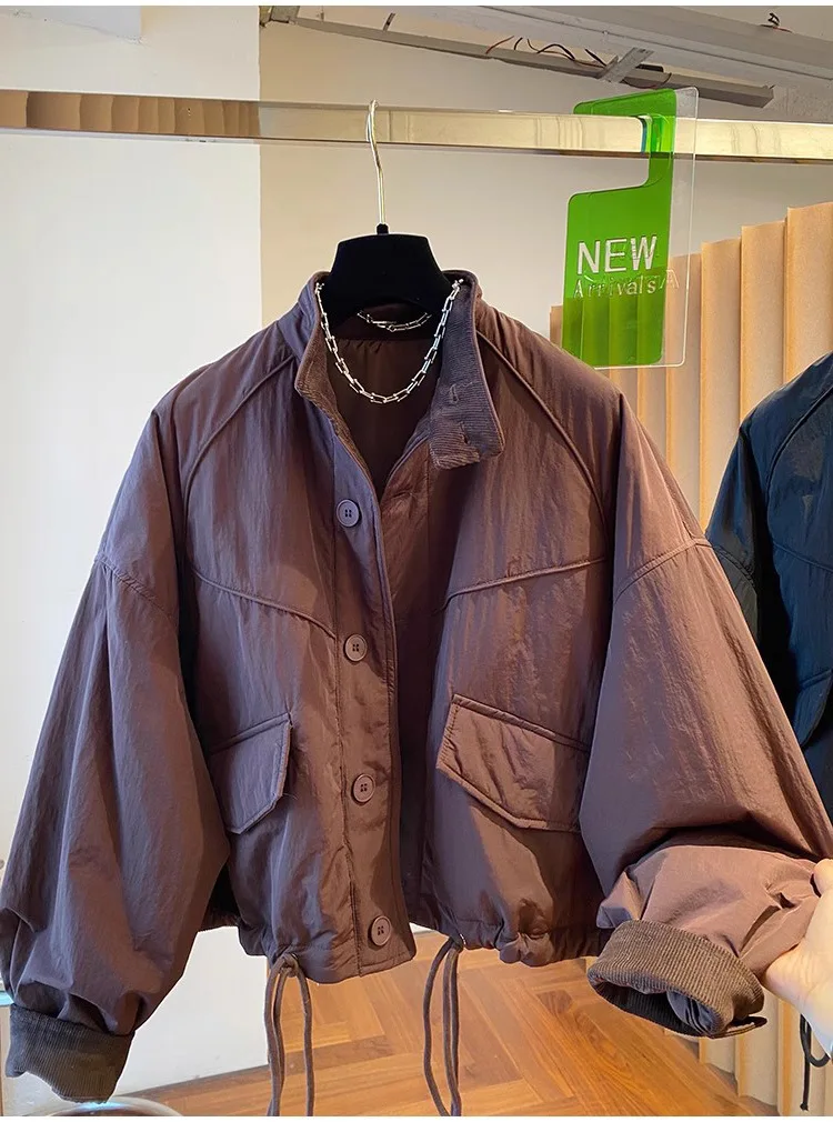 เสื้อแจ็คเก็ตผ้าควิลท์สไตล์เกาหลีสำหรับผู้หญิง - รุ่นบางเบาปี 2026 ติดกระดุมด้านหน้า