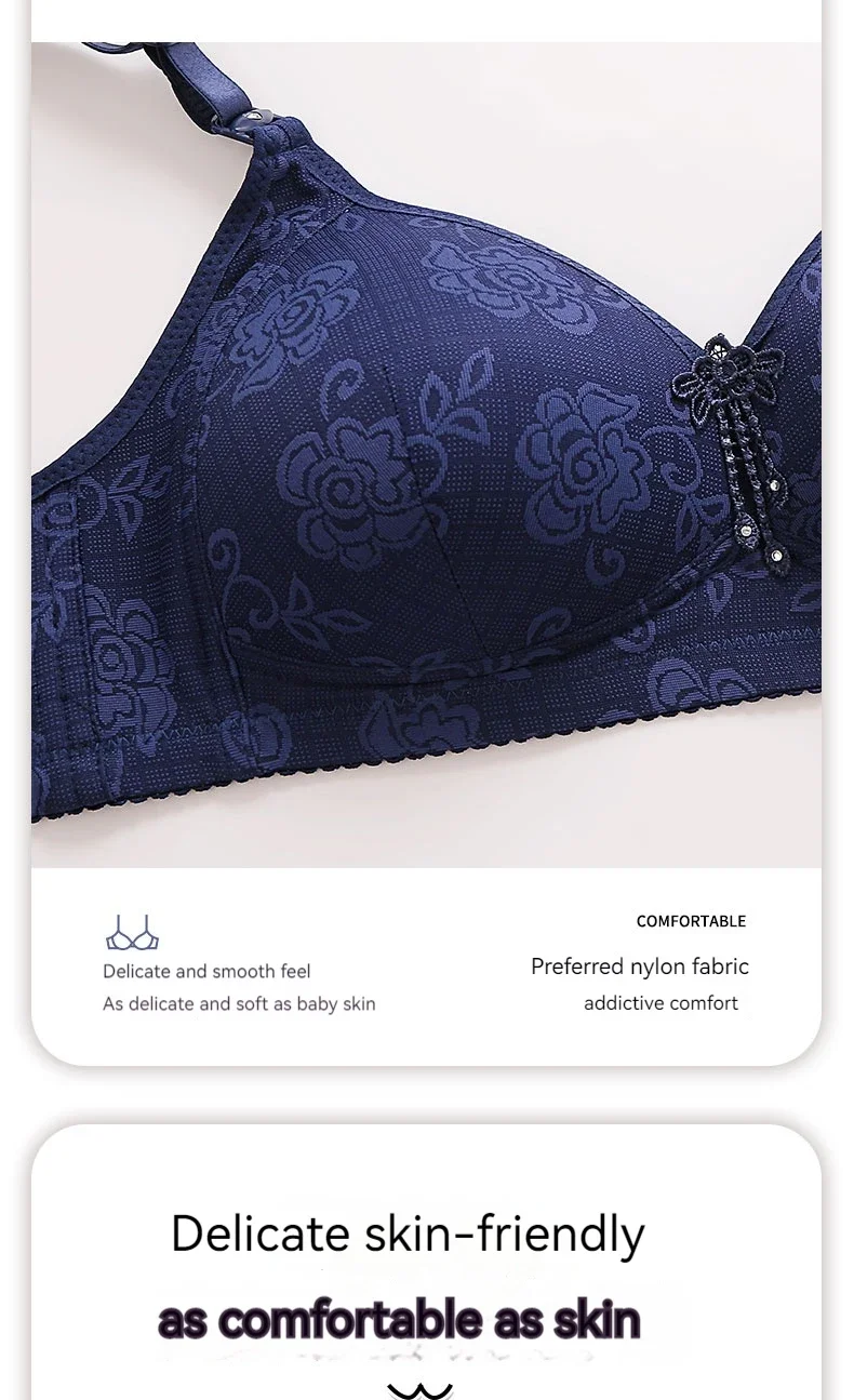 Ladies Ultra-thin Without Steel Ring Fashionable Printing Adjustable Underwear Seamless Breathable Gathering Anti Sagging Bra