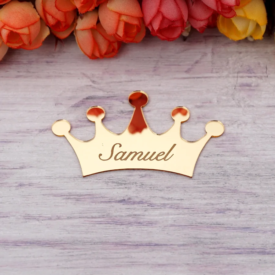 Personalized Acrylic Mirror Crown Custom Name Engagement Wedding Party Guest Gift Decor Cake Decor Baby\'s Room Sticker