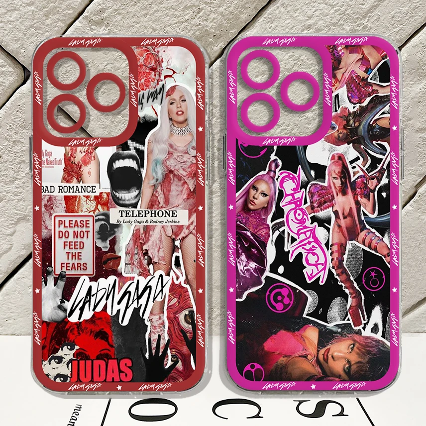 Phone Case For iPhone 15 14 13 12 11 Mini Pro Max X XR XSMax 6S 6 7 8 Plus SE20 Transparent Cover Female Singer L-Lady G-Gaga