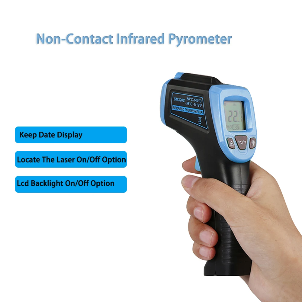 GM320S Non-Contact Infrared Pyrometer High Temperature Industry Pyrometer LCD Digital Laser-Pointer Gun-type IR Thermometer