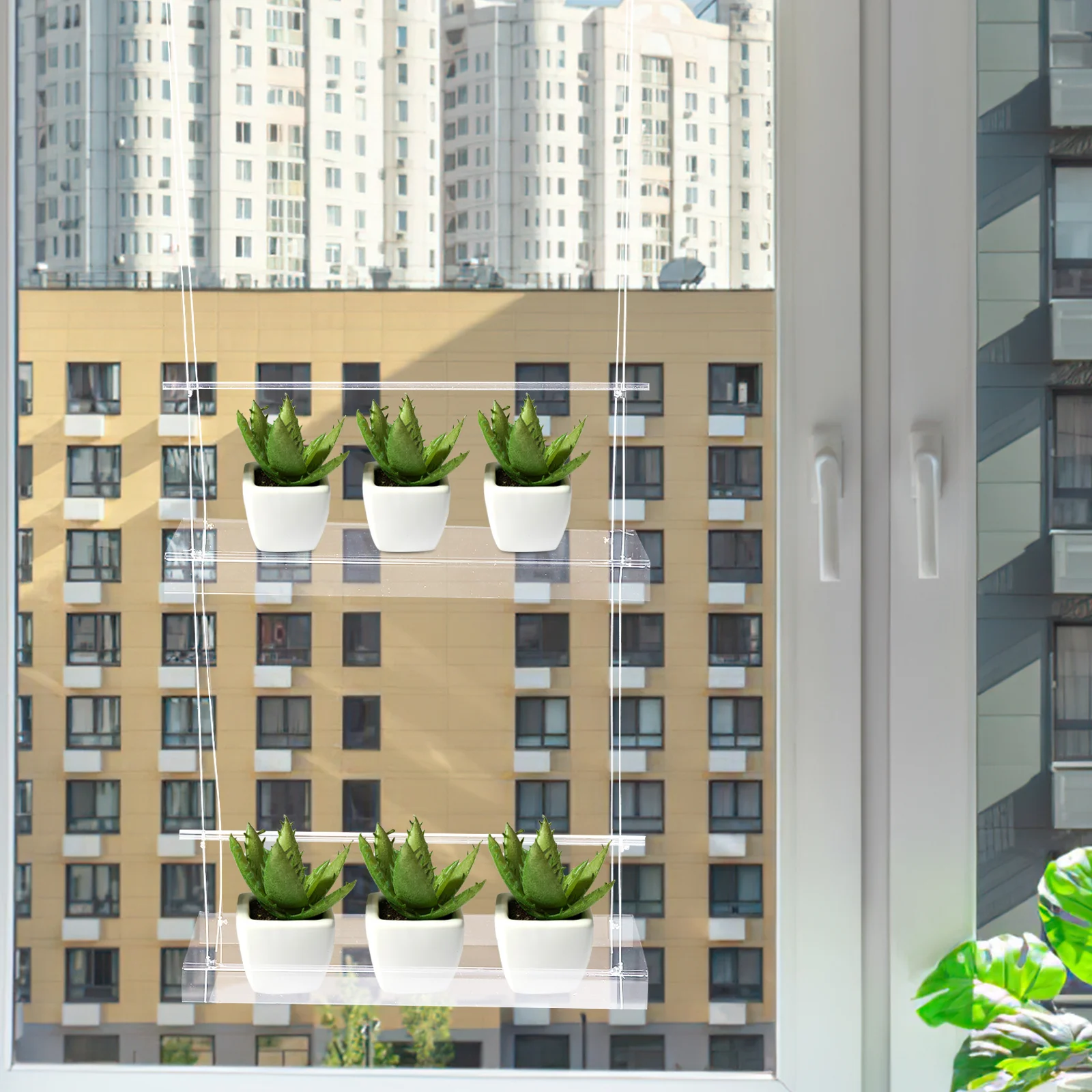 

Chic Acrylic Flowerpot Hanger Durable Hanging Plant Shelf for Indoor Outdoor Use Sunlight Frost Resistant Window Plant Shelf