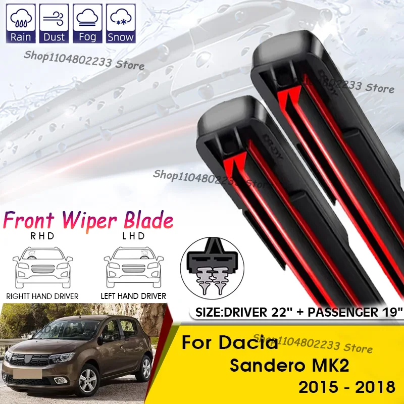 

Front Windshield Wiper Cleaning Double-layer Blade For Dacia Sandero MK2 2015-2018 Windshield Windscreen Front Window Blades