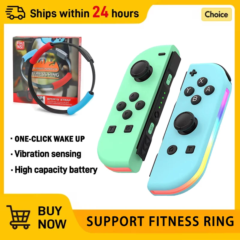 Novo Controle para NS Switch BT 5.2 com LED RGB, Joypad Esquerdo e Direito para Switch/Lite/Oled, Joystick com Vibração Dupla