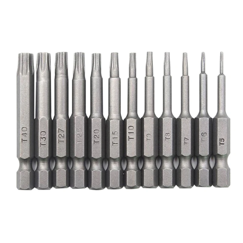 Mới 12 Chuôi Lục Giác T5-T40 Torx Đầu Tua Vít Bit Bộ Thuật Điện Dụng Cụ