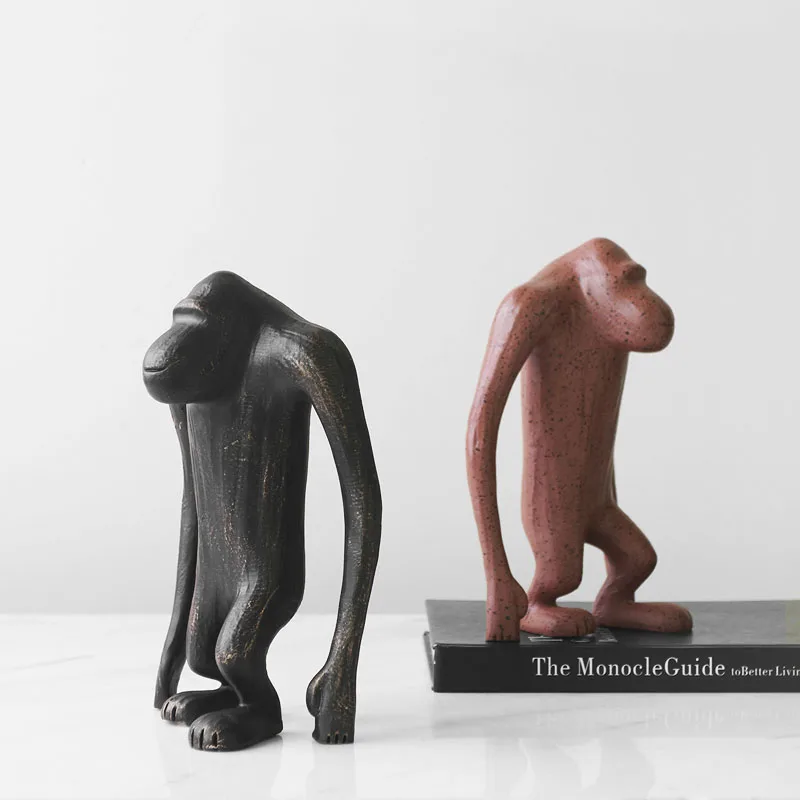 Modern Metal Black Red Gibbon Abstract Art Decoration Study Room Tv Cabinet Office Home Decoration Accessories Holiday Gift
