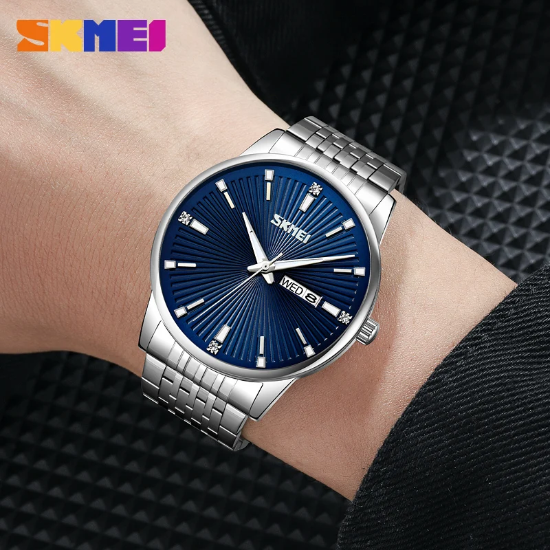 SKMEI Moda Masculina Relógio Top Luxo Negócios Mens Quartz Relógios Aço Completo À Prova D' Água Casual Sport Watch Para Homens Reloj Hombre