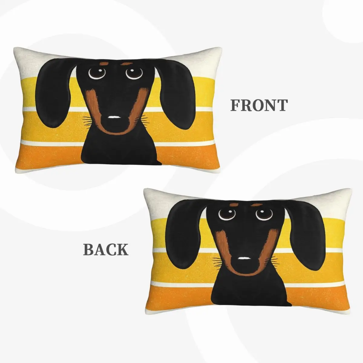 Cute Black And Tan Smooth Coated Dachshund Cartoon Dog Rectangle Pillowcase Cushion Cover Decorative Bedroom Bed Throw Pillow
