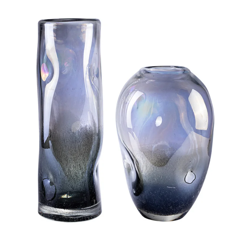 

Modern light luxury glass vase simple flower ware ins decoration creative ornament soft handicraft