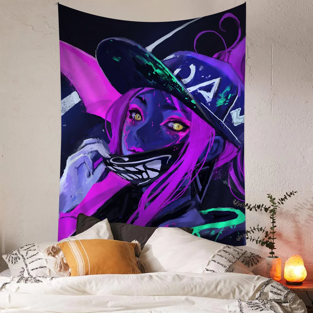 LoL A-Akali Game Tapestry Art Printing Art Science Fiction Room Home Decor Home Decor