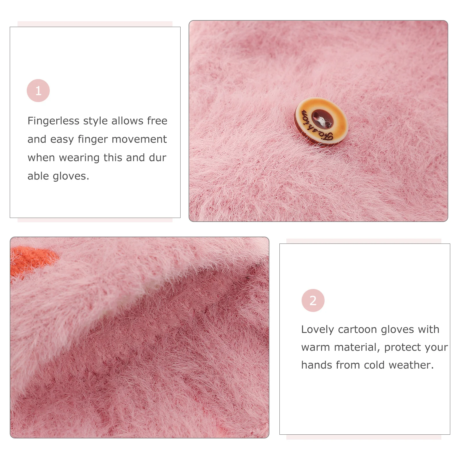 

1 Pair Fingerless Adorable Cartoon Half Finger With Cover Warm Winter Gloves For Lightweight Durable Touchscreen
