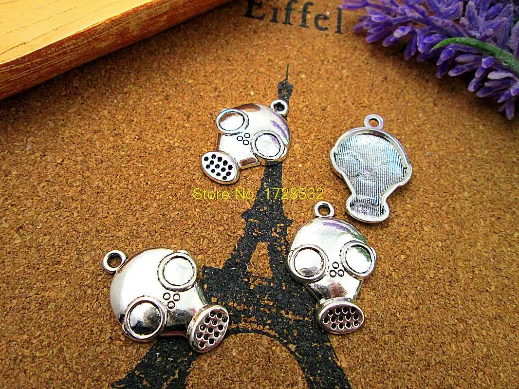 15pcs/lot gas mask charm  Silver tone  gas mask charm Charms pendant 28x19mm