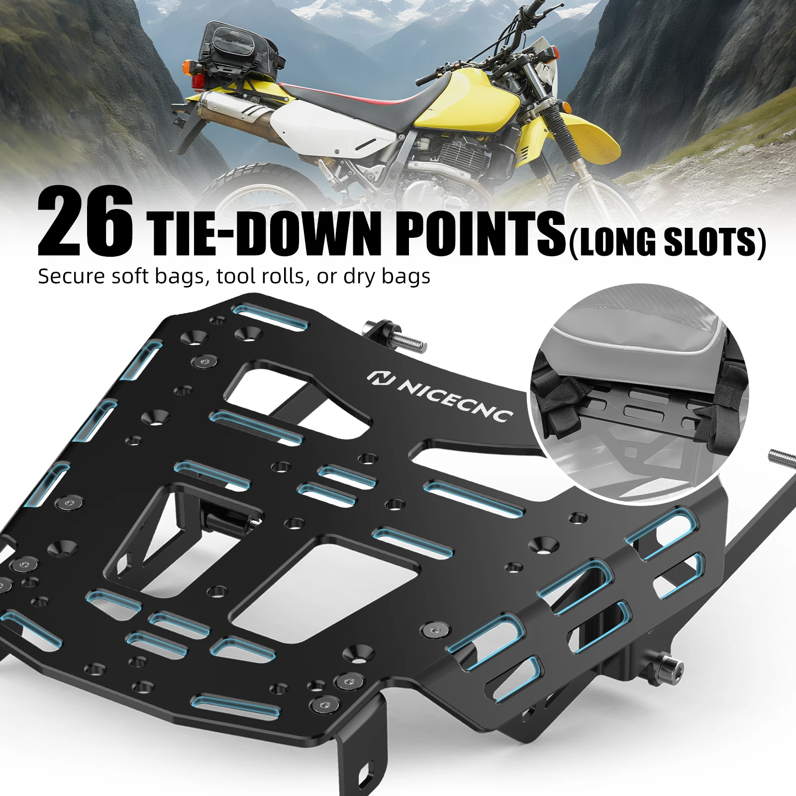 For Suzuki DR650 1996-2025 NICECNC Rear Luggage Rack for Suzuki DR650SE DR650S 2025 2024 2023 2022 2021 2020 2019 2018 2017 2016