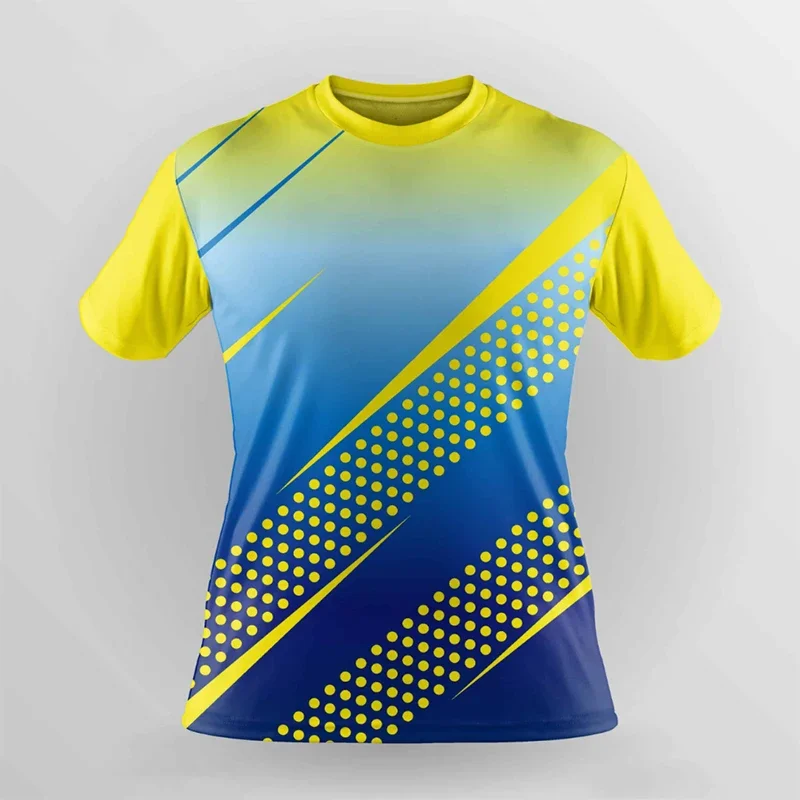 

2025 Fashion men's badminton clothes casual 3D printed Sportswear training round neck short sleeve tshirt boys Plus size Tops