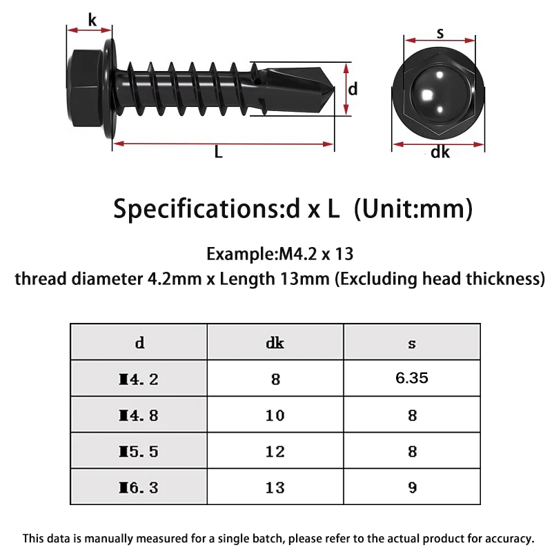 410 Stainless Steel Hex Washer Head Self Drilling Screws 4.2/4.8/5.5/6.3mm Self-Tapping TEK Screws Roofing Screw 8#10#12#14#
