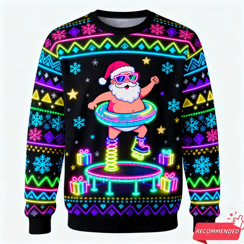 وهمية نينو سانتا يسوع ثلاثية الأبعاد مطبوعة القبيح عيد الميلاد سترة مضحك الحيوان الفيل الجرافيك بلوزات للجنسين فرحان البلوفرات #2