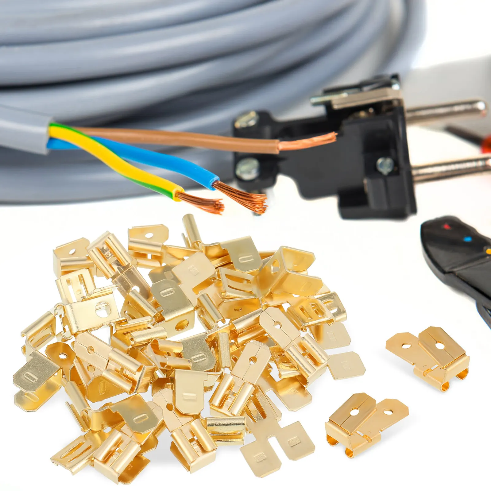 

36Pcs Spade Connectors Electrical Wire Terminals Copper Crimp Connectors Kit Automotive Wiring Set Spade Connector