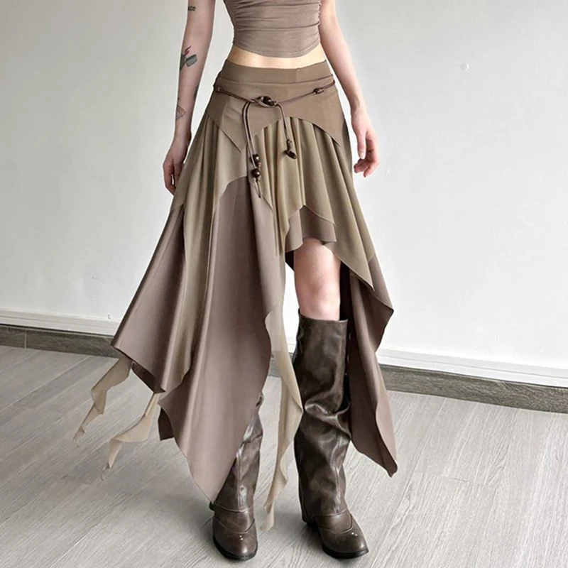 

Y2K асимметричная мини-юбка женская Harajuku винтажная лоскутная нерегулярная юбка летняя уличная одежда гранж дизайн трапециевидной формы Faldas новинка