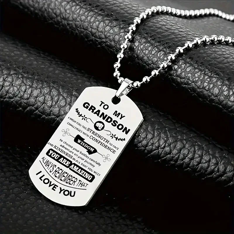 To My Grandson Inspirational N - Mens Dog Tag Necklace ulasan dan harga
