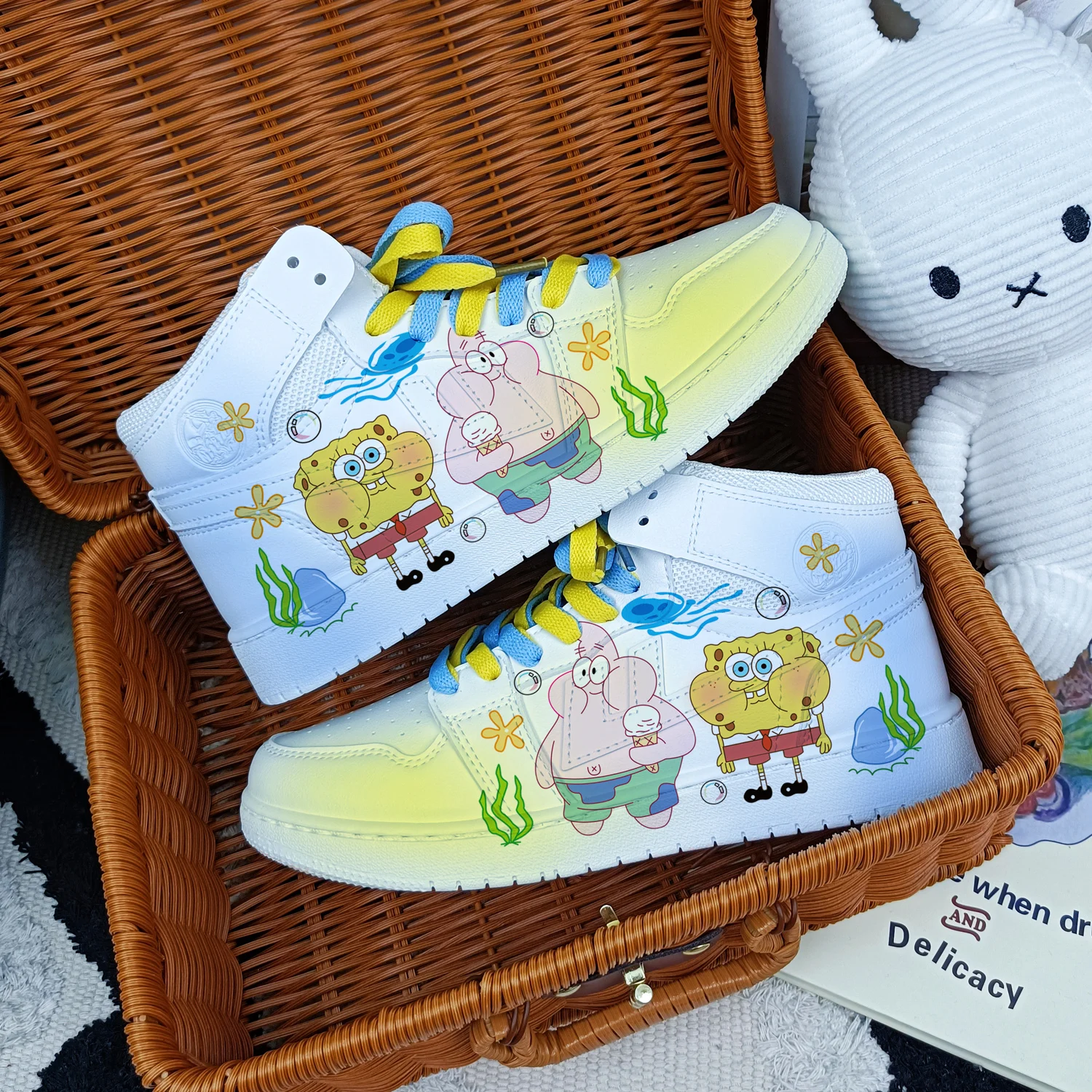 New cartoon Original SpongeBob SquarePants princess cute Casual shoes soft sports shoes for girlfriend gift EU size 35-44