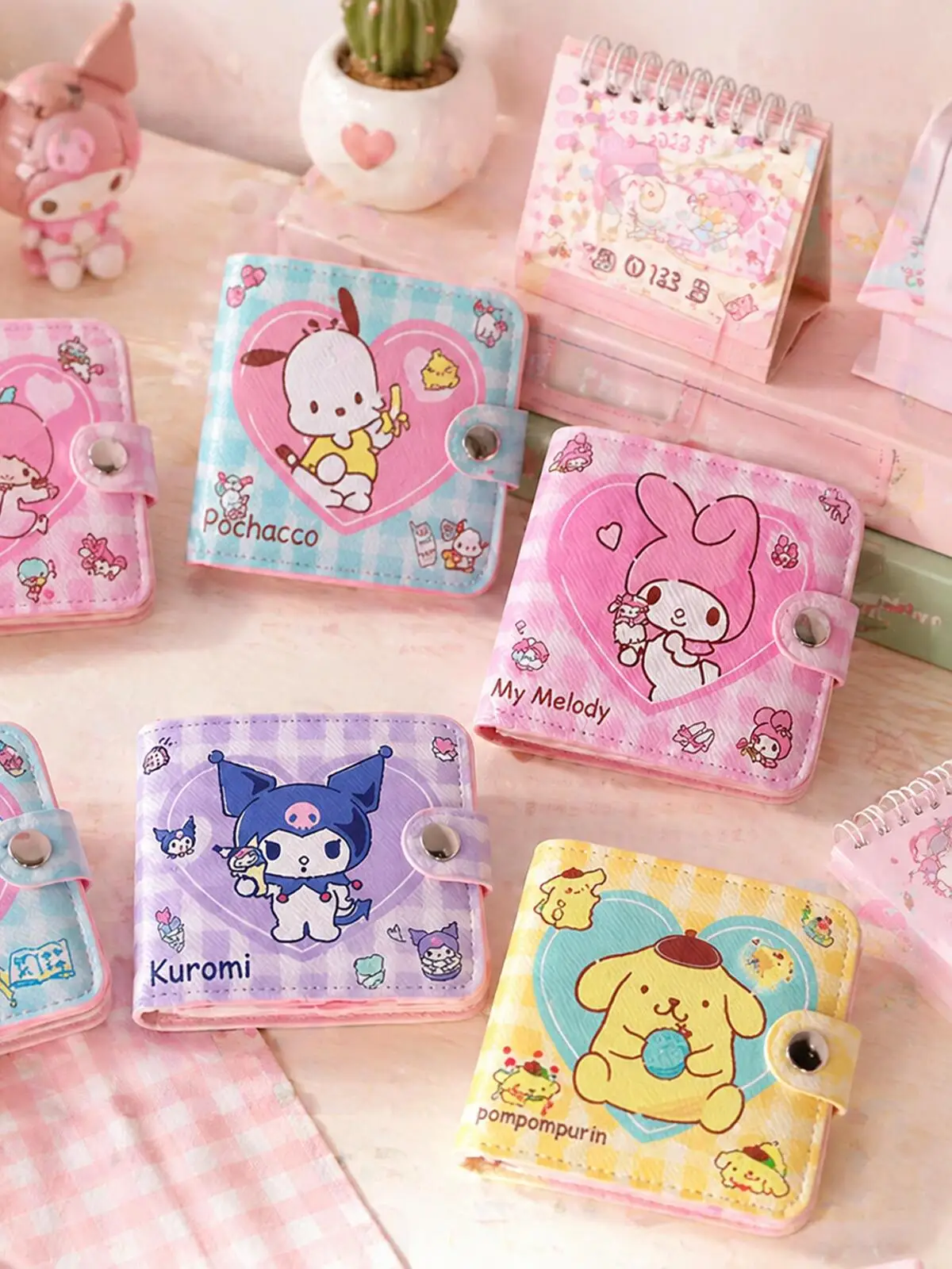Sanrio Wallet PU Leather Girls Card Holder With Hasp Kuromi Cinnamoroll My Melody Coin Purse Kids Money Bag Student Gift - view 2