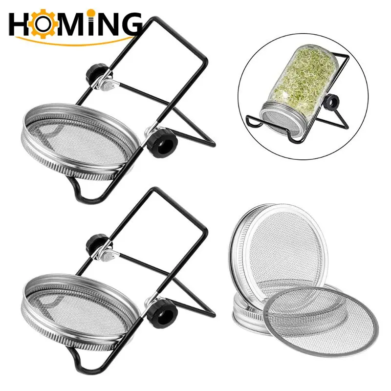 Seed Sprouter Cover Germination Stainless Steel Mesh Screen Strainers Filter Sprouter Mason Canning Jars Sprouting Lid Grow Lid