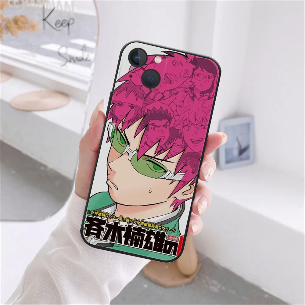 Japan Anime The Disastrous Life of Saiki K Phone Case For iPhone 11 12 13 Pro Max X XR XSMAX X 6s 8 7Plus 13Mini Black Soft case