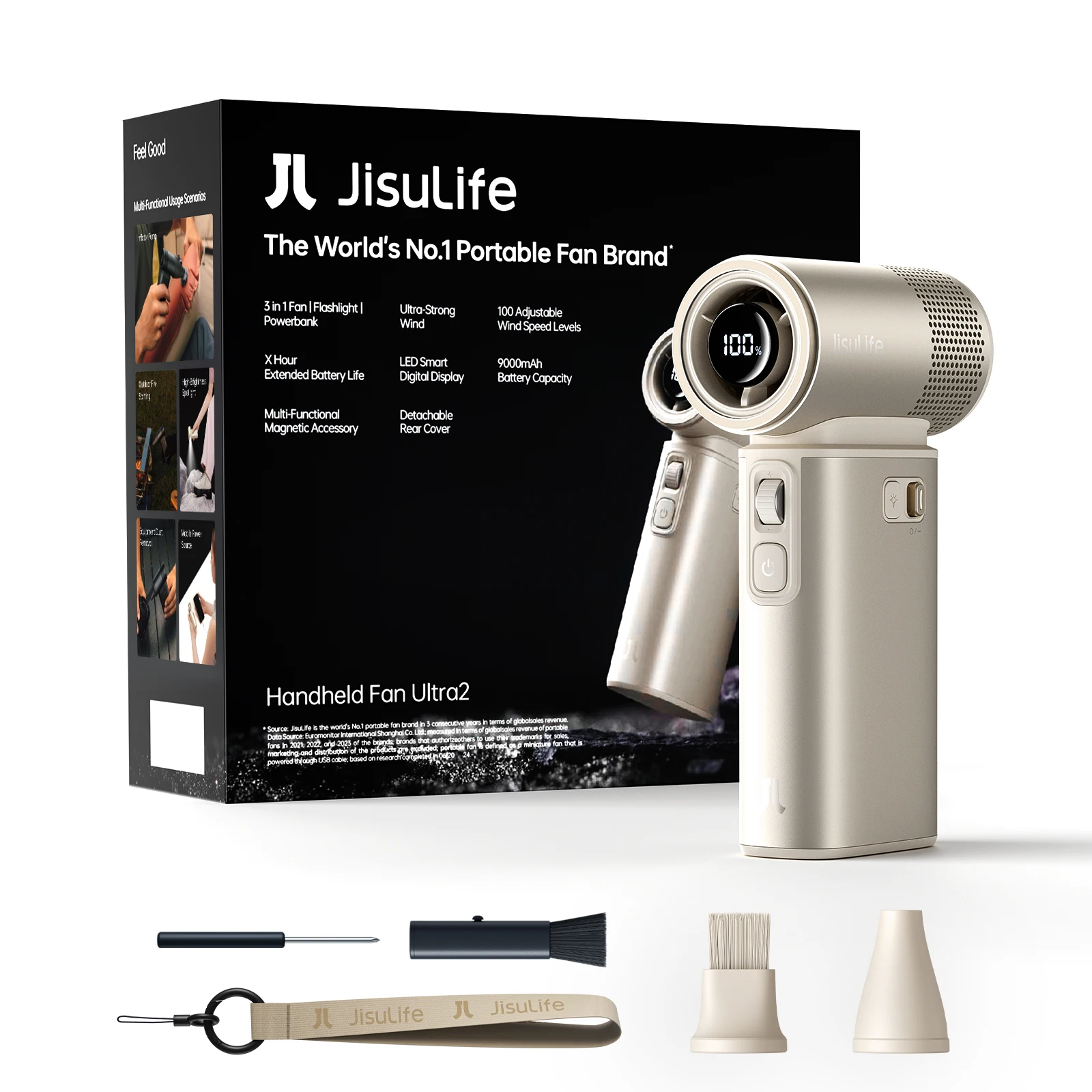 JISULIFE Handheld Fan Ultra 2, Powerful Turbo Jet Fan, 100 Speeds