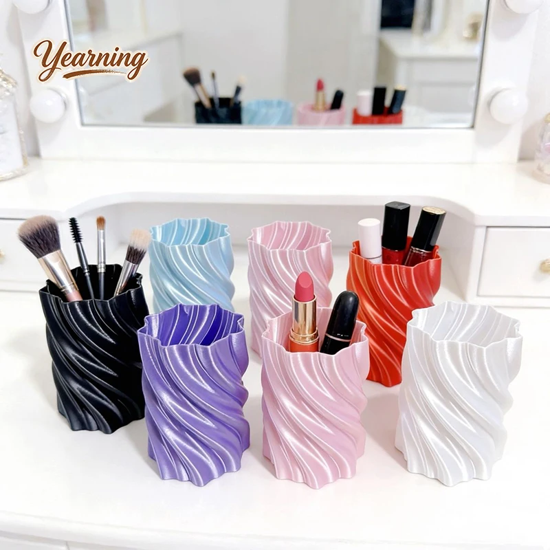 

Spiral Texture Pen Holder Desktop Storage Box Makeup Brush Lipstick Organizer Jewelry Storage Tool